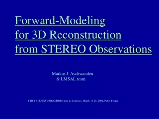 Forward-Modeling for 3D Reconstruction from STEREO Observations