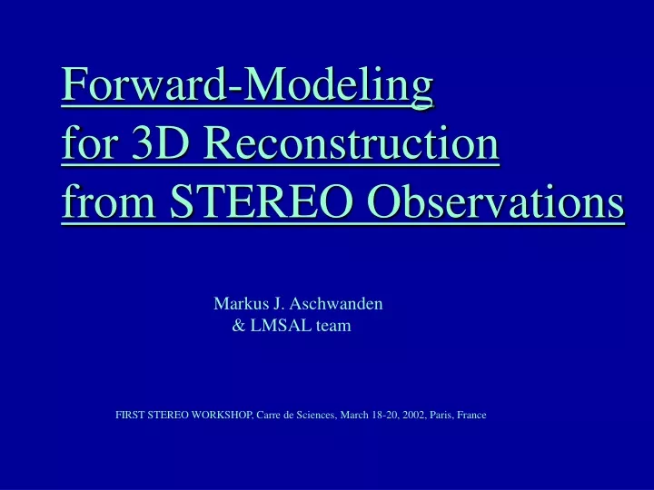 forward modeling for 3d reconstruction from
