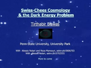 Swiss-Chees Cosmology   &amp; the Dark Energy Problem
