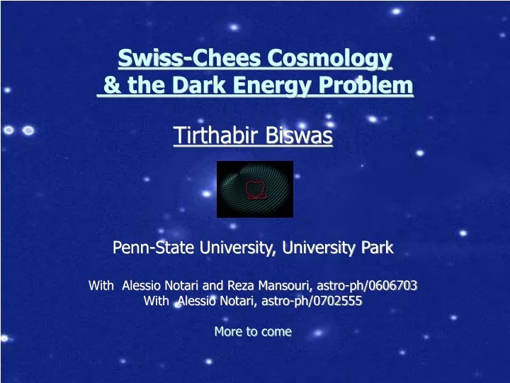 swiss chees cosmology the dark energy problem