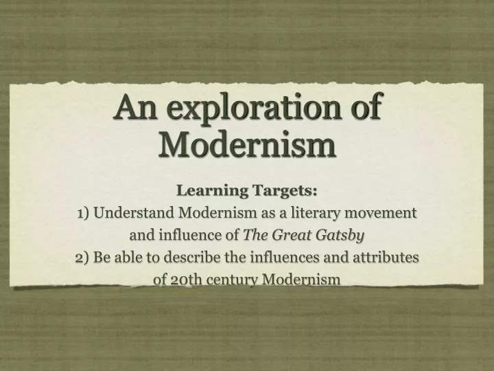 an exploration of modernism