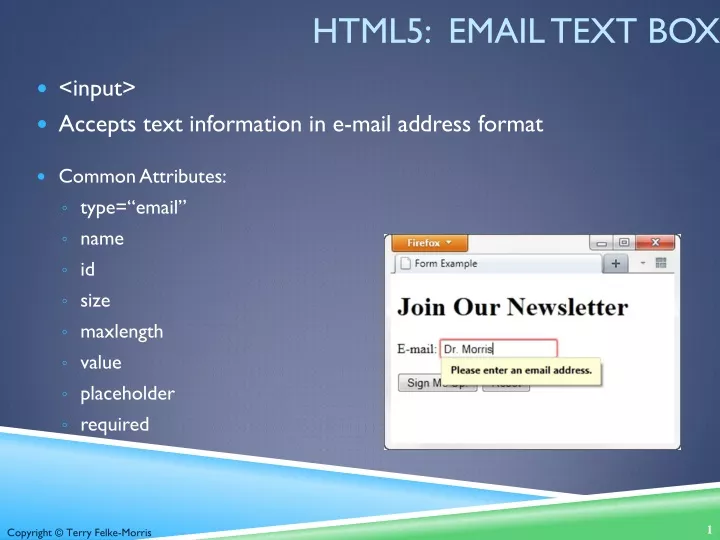 html5 email text box