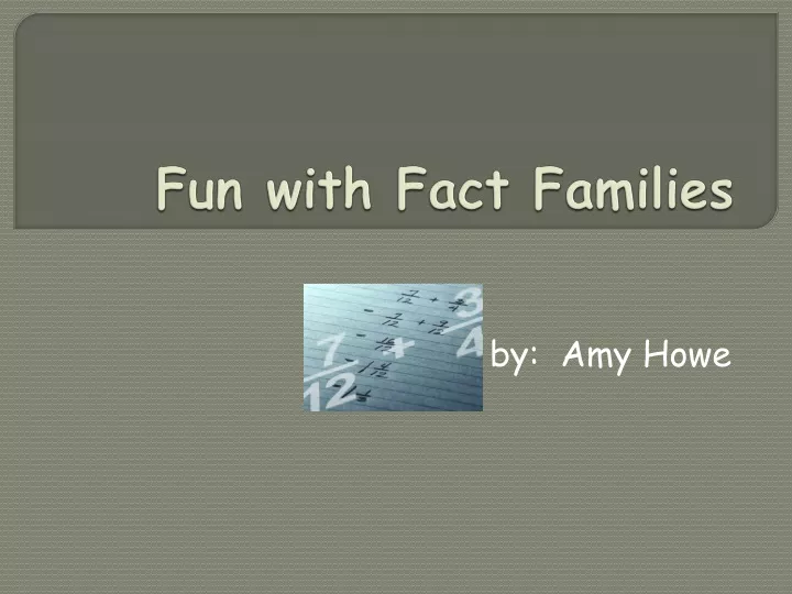 fun with fact families