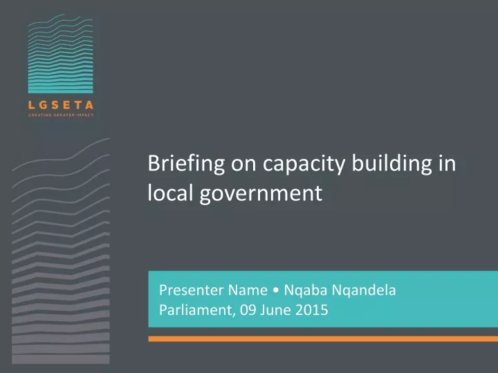 briefing on capacity building in local government
