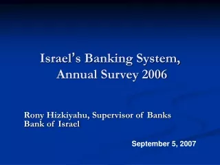 Israel ’ s Banking System,  Annual Survey 2006