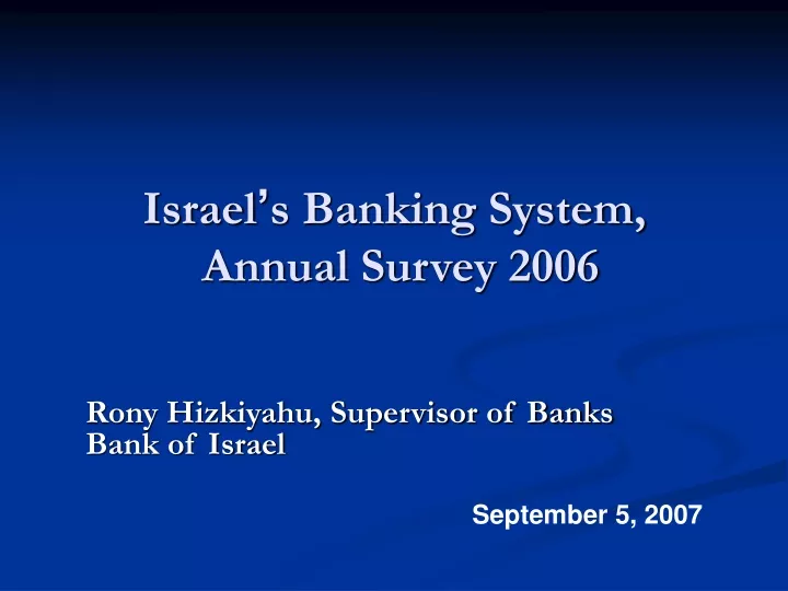 israel s banking system annual survey 2006