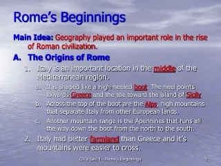 Rome’s Beginnings