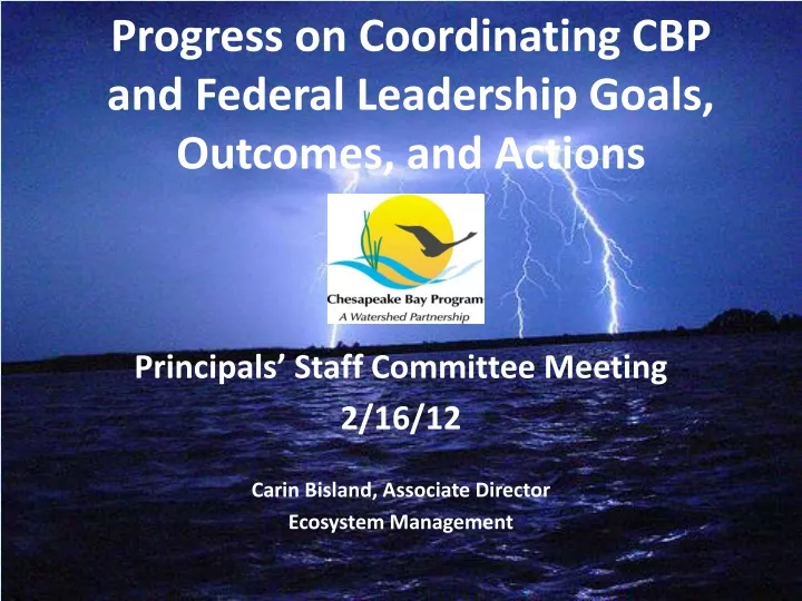 progress on coordinating cbp and federal leadership goals outcomes and actions