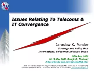 Issues Relating To Telecoms &amp;  IT Convergence