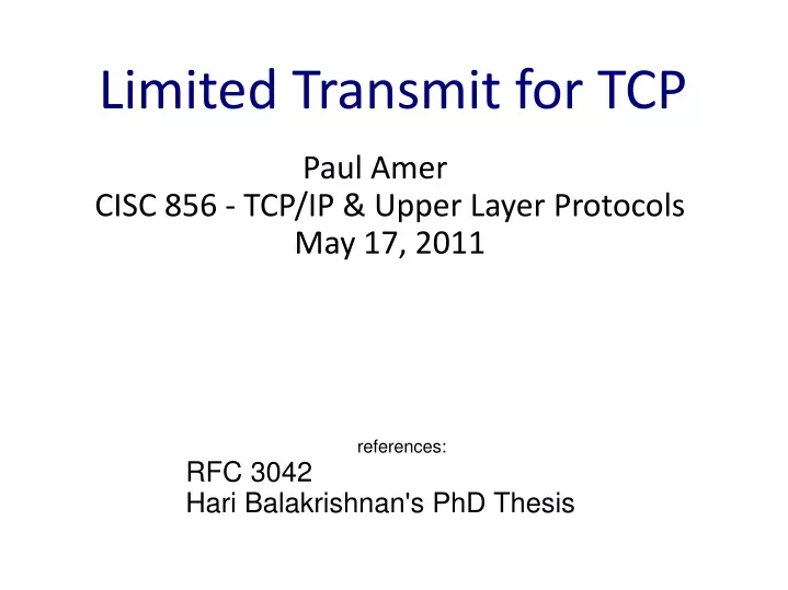 limited transmit for tcp