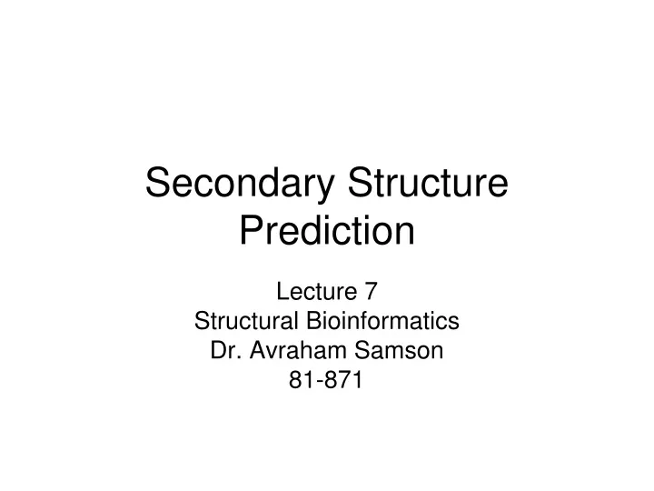 secondary structure prediction