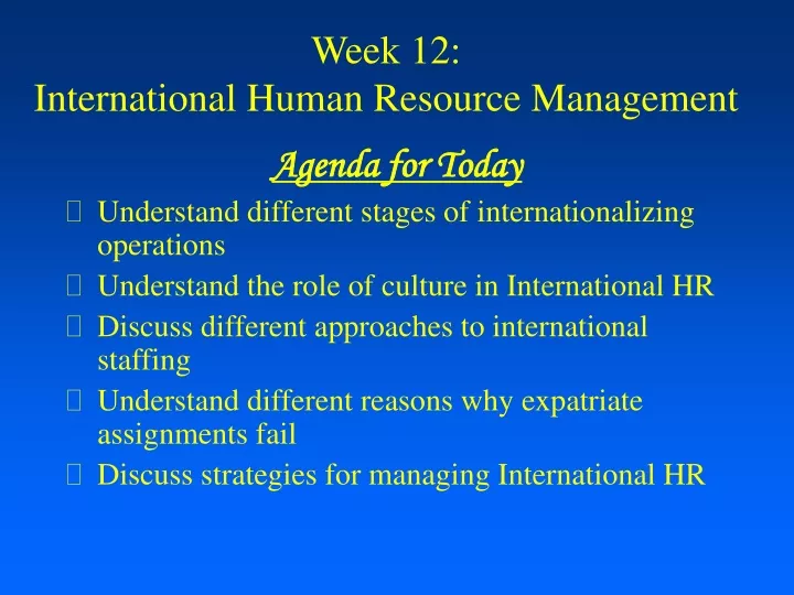 week 12 international human resource management