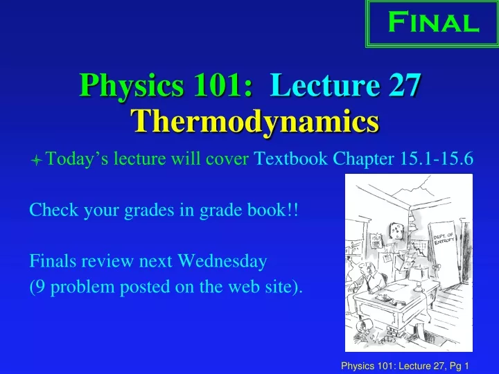 physics 101 lecture 27 thermodynamics
