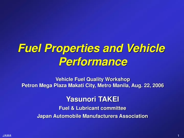 fuel properties and vehicle performance