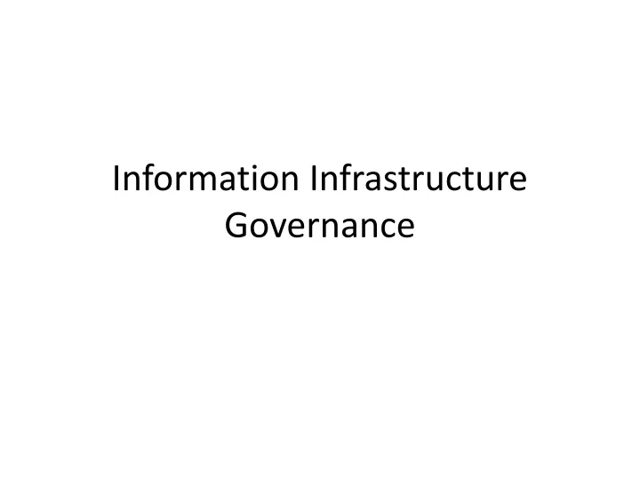 information infrastructure governance