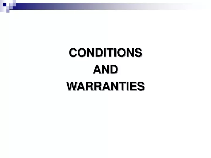 conditions and warranties