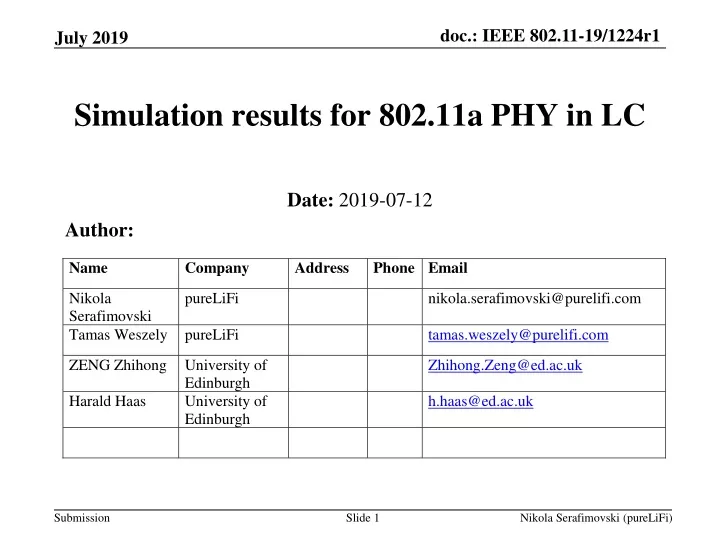 simulation results for 802 11a phy in lc