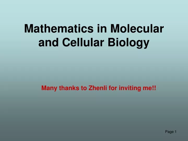mathematics in molecular and cellular biology