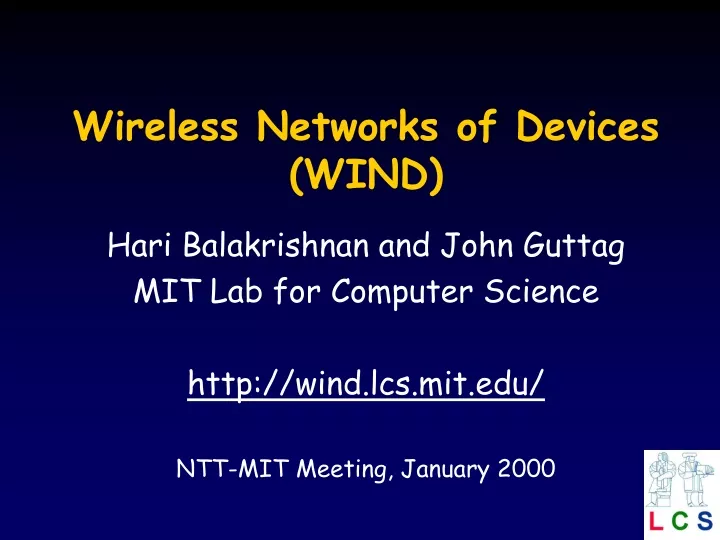 wireless networks of devices wind