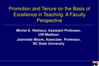 Promotion and Tenure on the Basis of Excellence in Teaching: A Faculty Perspective