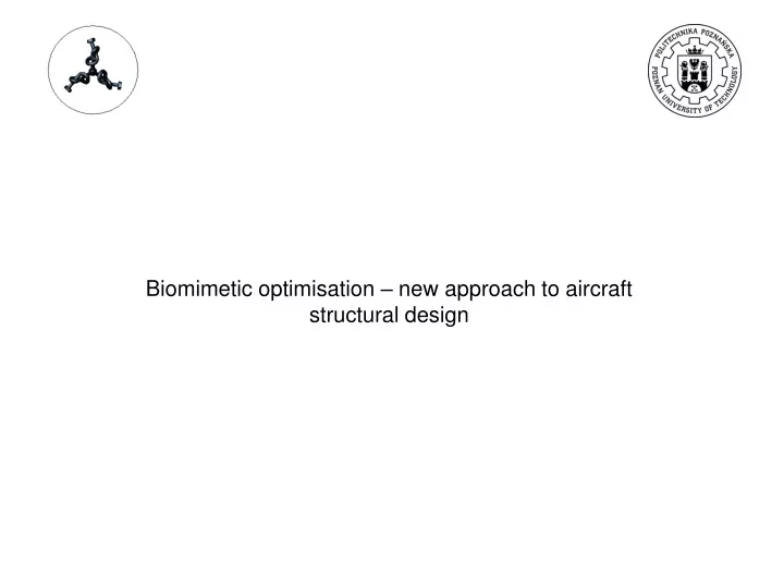 biomimetic optimisation new approach to aircraft