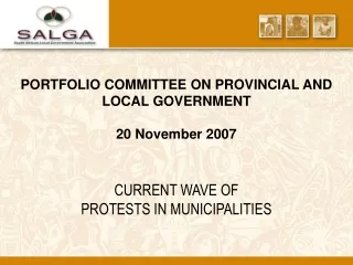 PORTFOLIO COMMITTEE ON PROVINCIAL AND LOCAL GOVERNMENT 20 November 2007