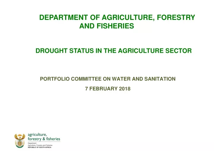 drought status in the agriculture sector