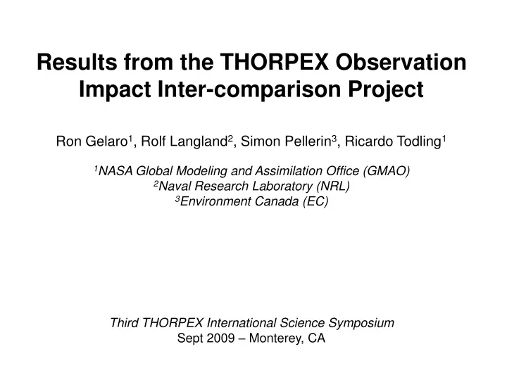 results from the thorpex observation impact inter