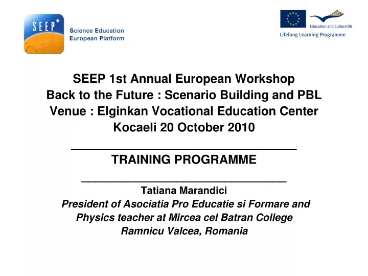 seep 1st annual european workshop back