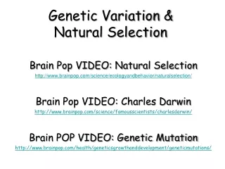 Genetic Variation &amp;  Natural Selection