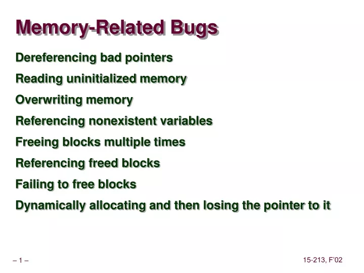 memory related bugs