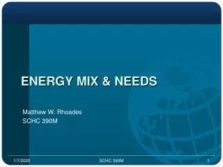 Energy Mix &amp; Needs