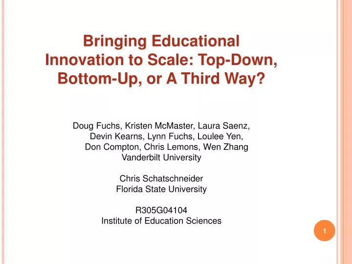 bringing educational innovation to scale top down bottom up or a third way