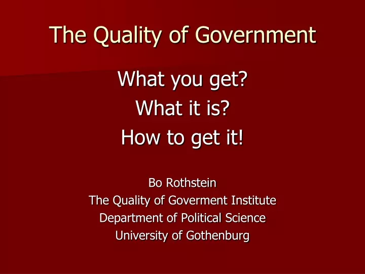 the quality of government