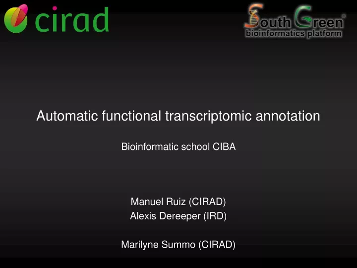 automatic functional transcriptomic annotation bioinformatic school ciba