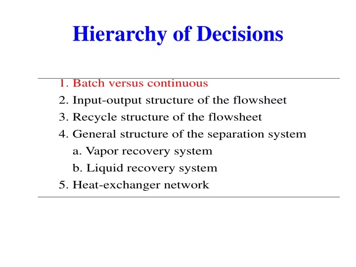 hierarchy of decisions