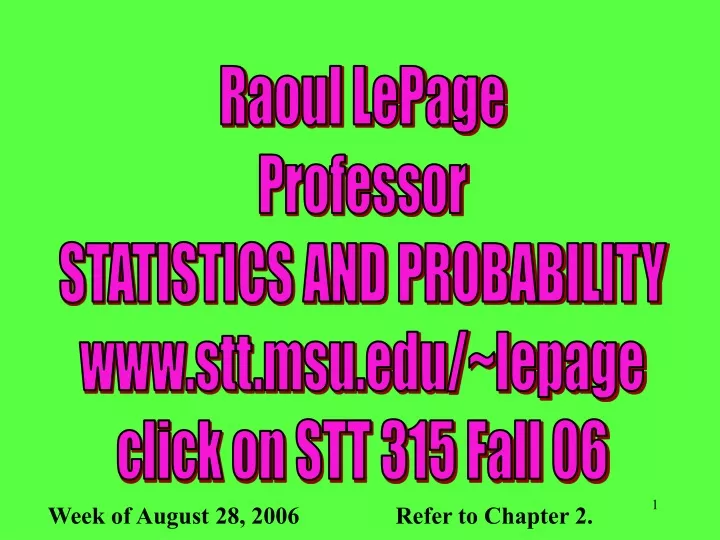 raoul lepage professor statistics and probability