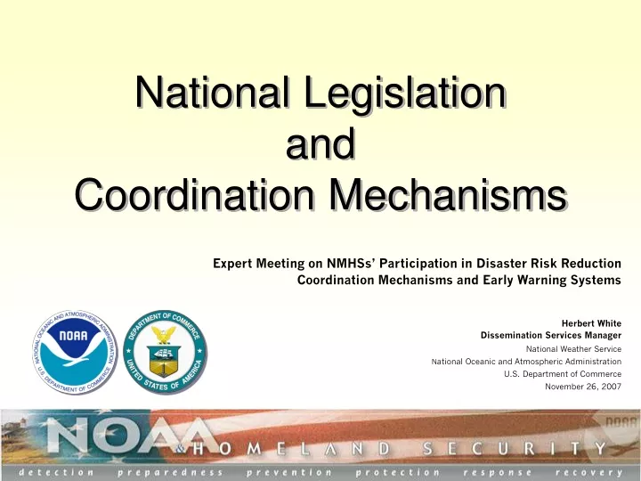 national legislation and coordination mechanisms