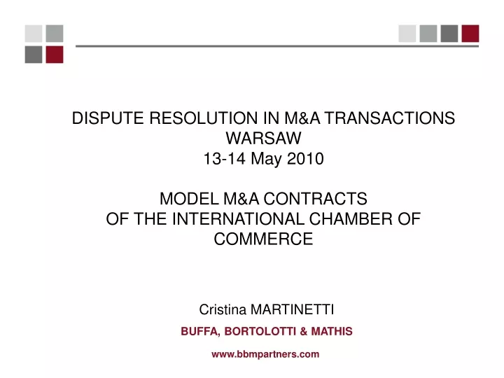 dispute resolution in m a transactions warsaw