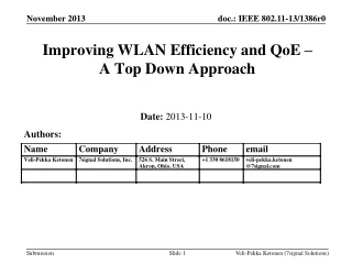 Improving WLAN Efficiency and QoE –  A Top Down Approach