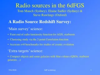 ‘Main survey’ science:   Faint end of radio luminosity function for AGN, starbursts