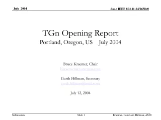 TGn Opening Report  Portland, Oregon, US    July 2004