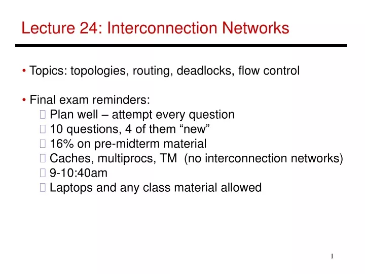 lecture 24 interconnection networks