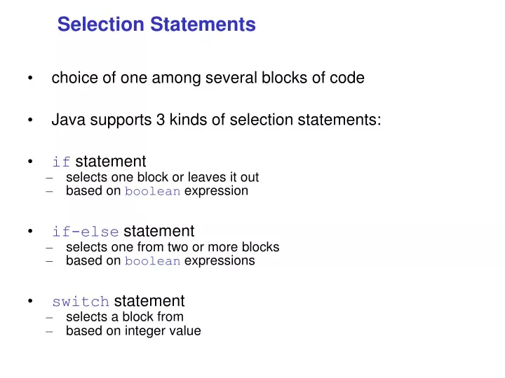 selection statements