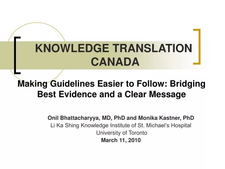 knowledge translation canada