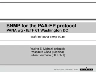SNMP for the PAA-EP protocol PANA wg - IETF 61 Washington DC