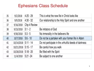 Ephesians Class Schedule