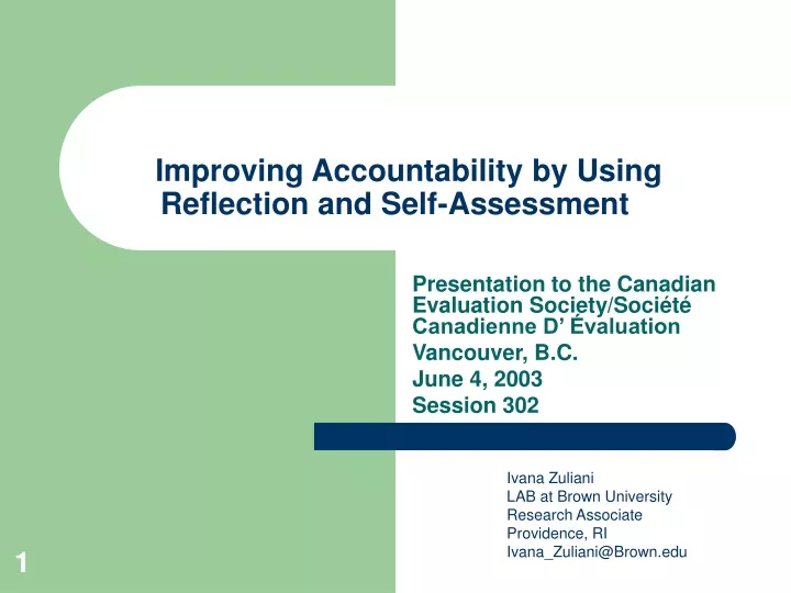 improving accountability by using reflection and self assessment