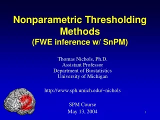 Nonparametric Thresholding Methods (FWE inference w/ SnPM)