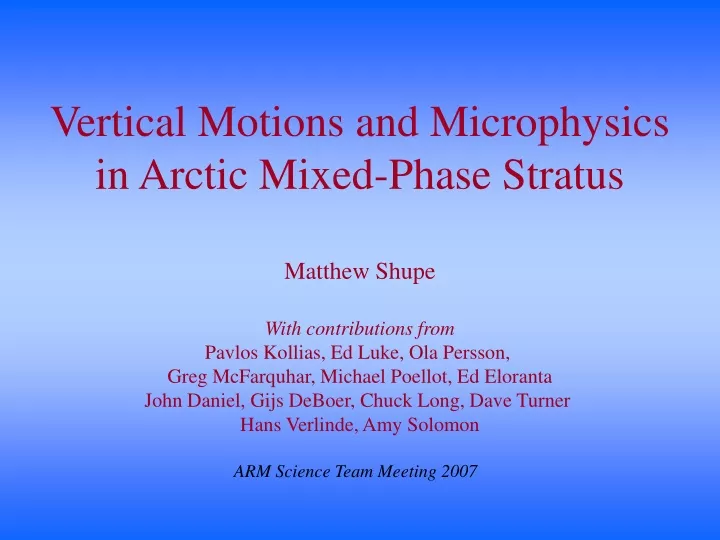 vertical motions and microphysics in arctic mixed